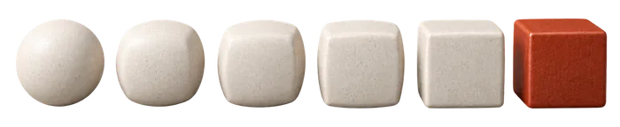White forms gradually become a defined red cube